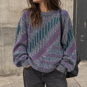 Vintage Zeppelin 80s 90s Abstract Geometric Knit Sweater